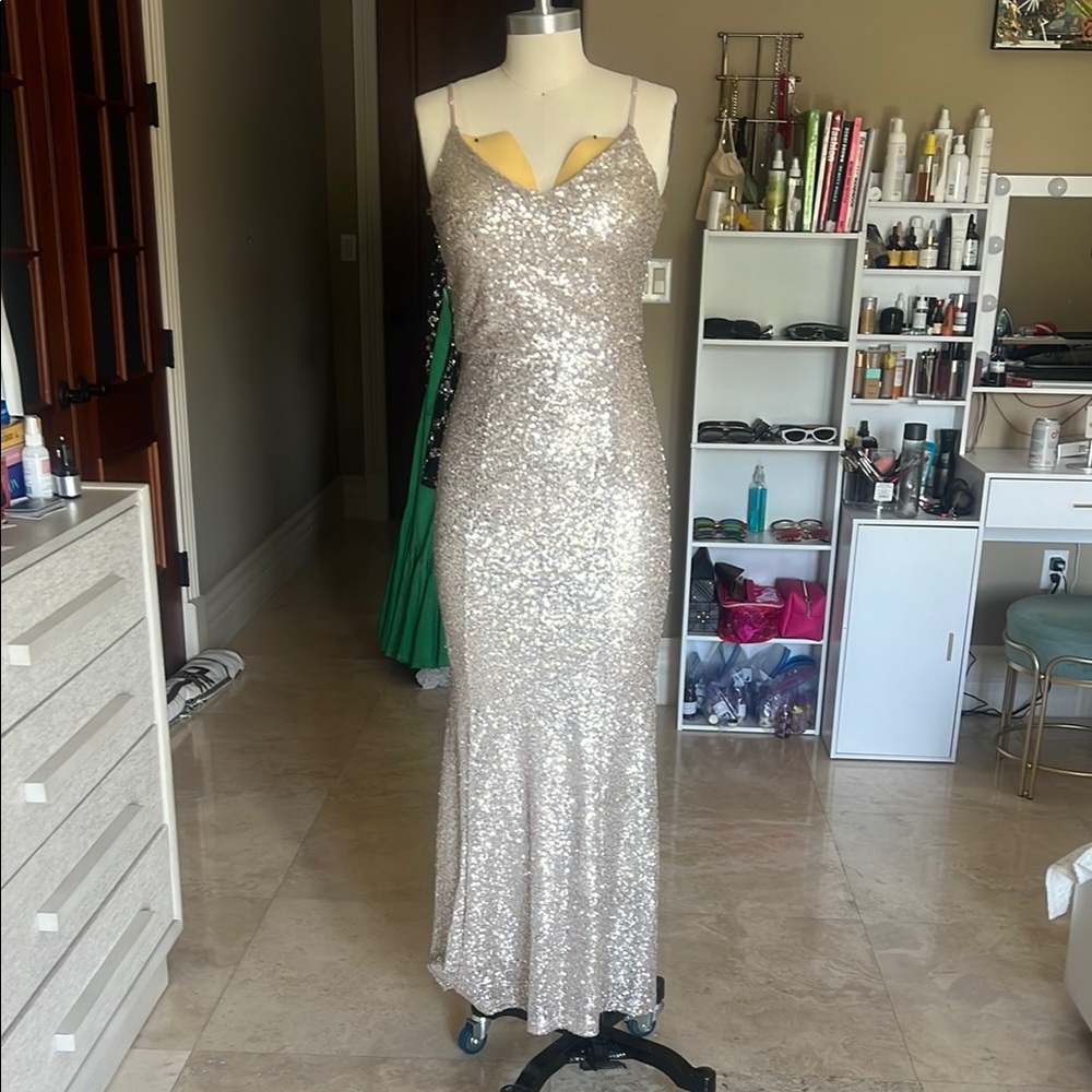 Sparkling Silver Sequin Gown